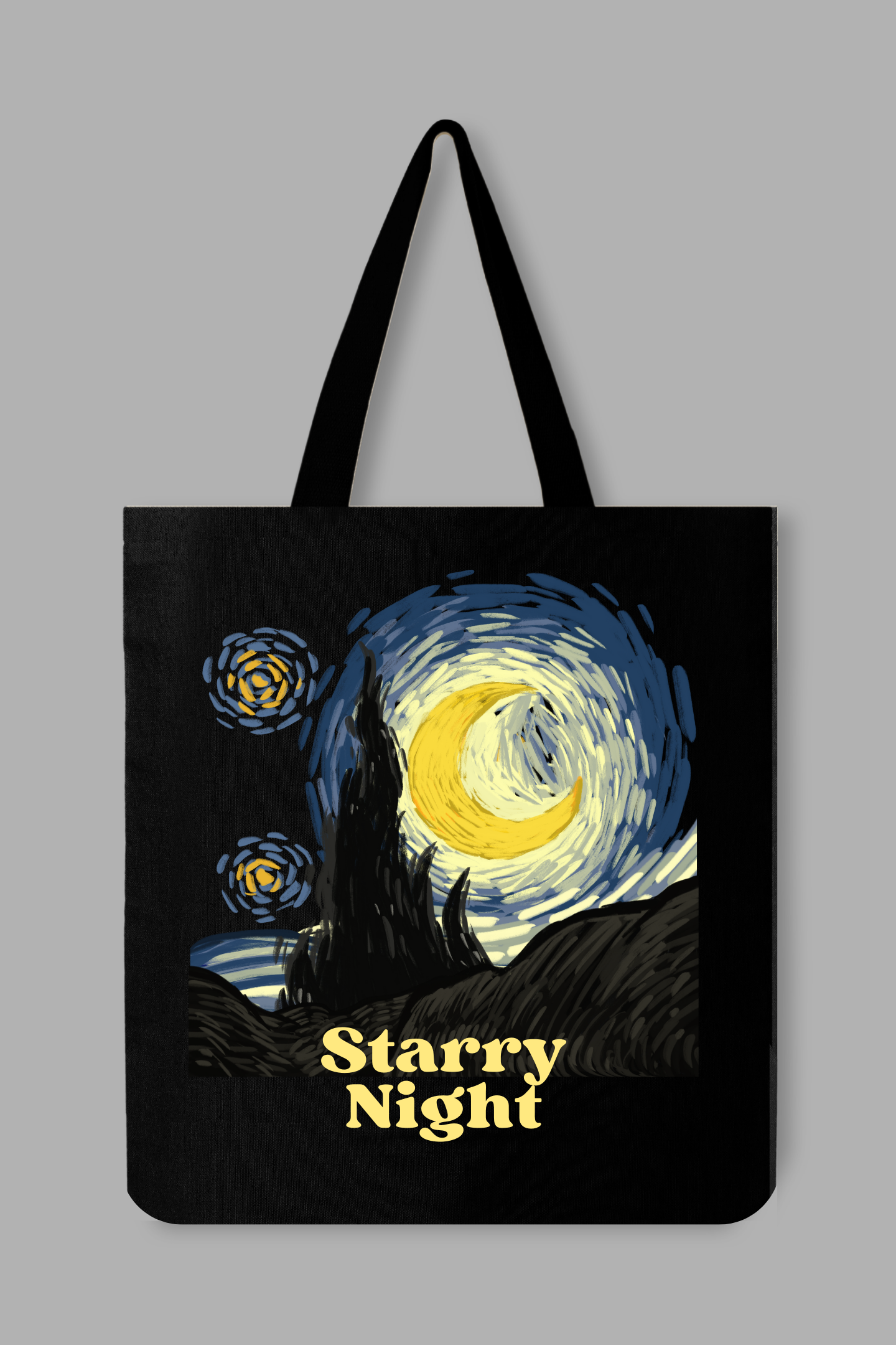 Starry night van gogh artwork tote bag